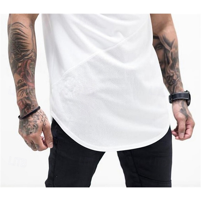 Men's Tee Mesh Tees for Men Short Sleeve Crewneck Summer Solid Color Mesh Quick Dry Sports & Outdoor Fitness Activewear Black White Top Tee for Men3
