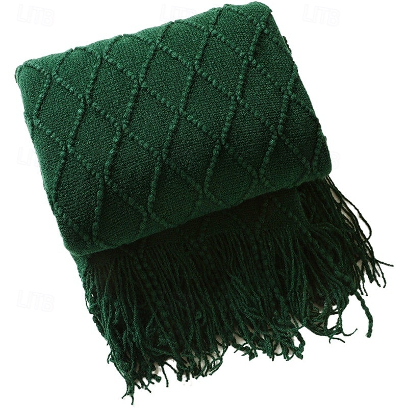 Nordic Fringe Knit Blanket Soft and Cozy Yarn Design Perfect for Office Naps, Air-Conditioned Rooms, or Relaxing Versatile as a Shawl, Sofa Throw, or Casual Cover4