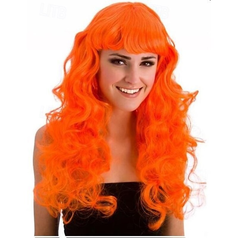 Neon Orange Wig For Carnival Party Fancy Dress Costume Halloween Party Supplies