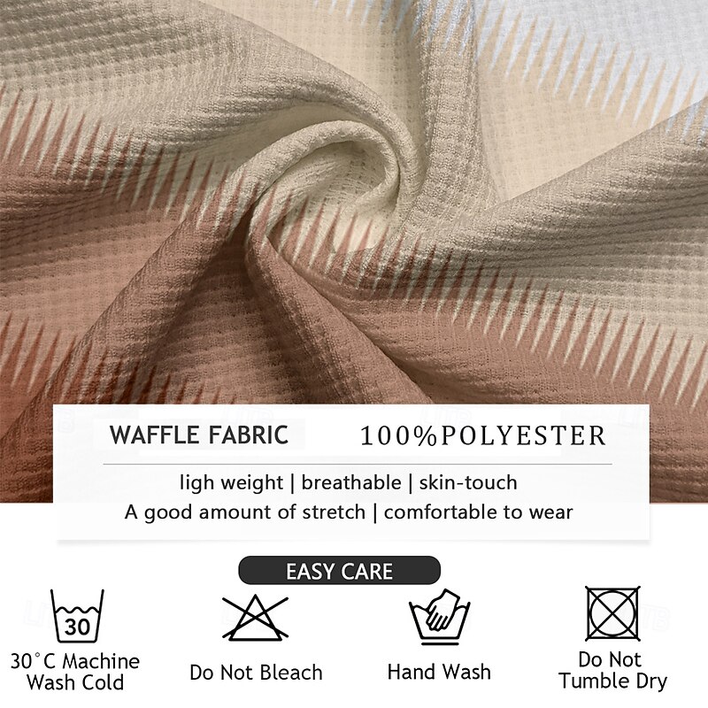 Men's Stripe Waffle Polo Shirts Golf Shirt Long Sleeve Polo Shirts Collared Shirts Casual Business Casual Dailywear Athleisure Buttons 3D Print Spring Fall Winter Blue Purple Brown3