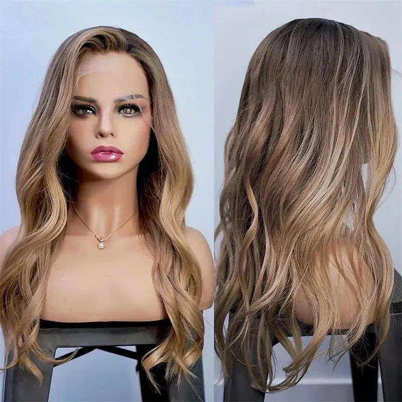 Human Hair 5x5 Closure 13x4 Lace Front Wig Free Part Brazilian Hair Wavy Blonde Brown Multi-color Wig 130% 150% Density with Baby Hair Highlighted / Balayage Hair 100% Virgin Glueless For Women Long
