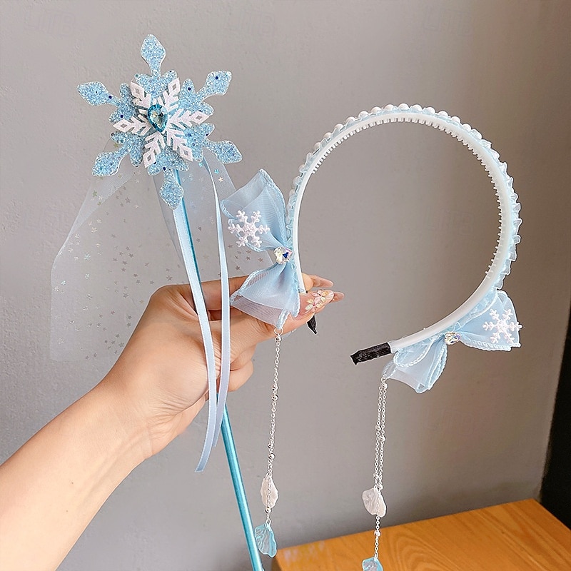 2 Pieces Kids Girls' Hair Accessories Tiara Active Sweet Party Birthday Snowflake Royal Blue Blue