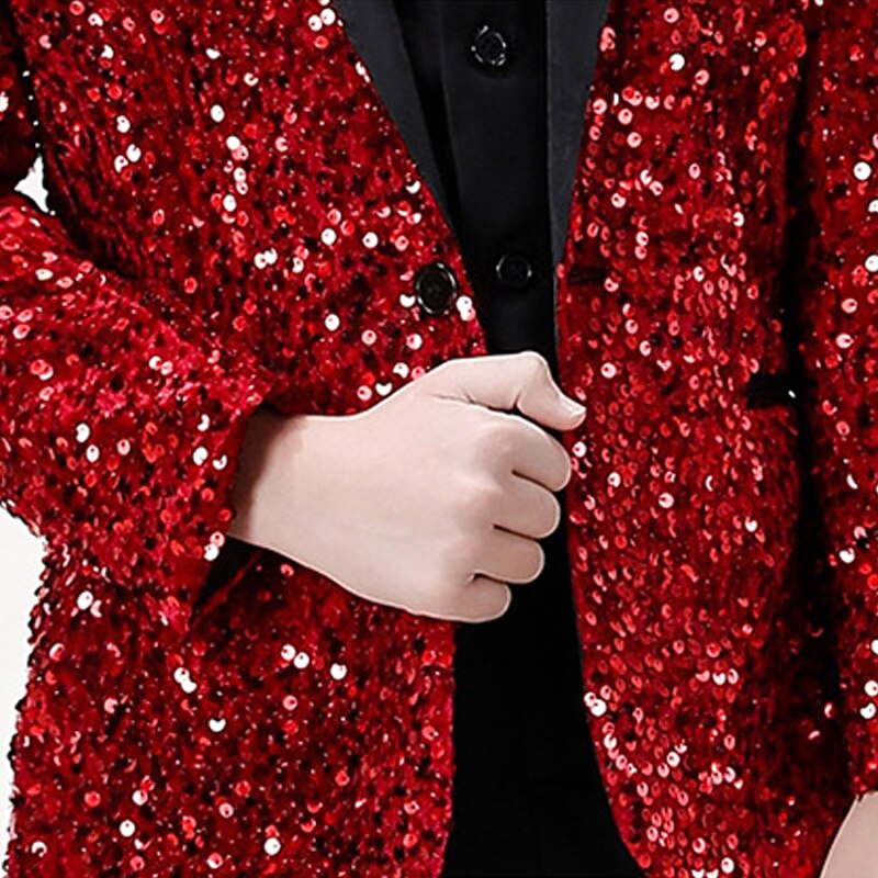 4 Pieces Ring Bearer Suit Boys Kids Suit Formal Suit Blazer & Pants & Shirts & Tie Formal Party Valentines Fashion Cool Solid Color Pocket Wine Polyester3