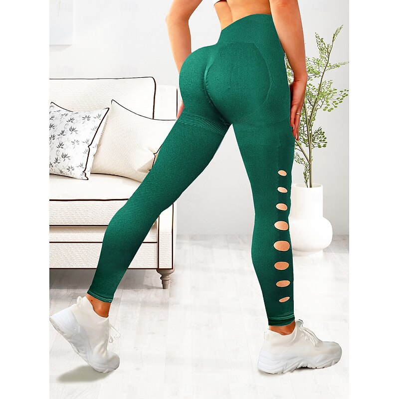 Women's Yoga Pants Yoga Leggings Patchwork Cut Out Basic Butt Lift Tummy Control High Waist Pilates Gym Workout Workout Cropped Leggings Tights Fashion Black Dark Green Brown Fall Winter Sports4
