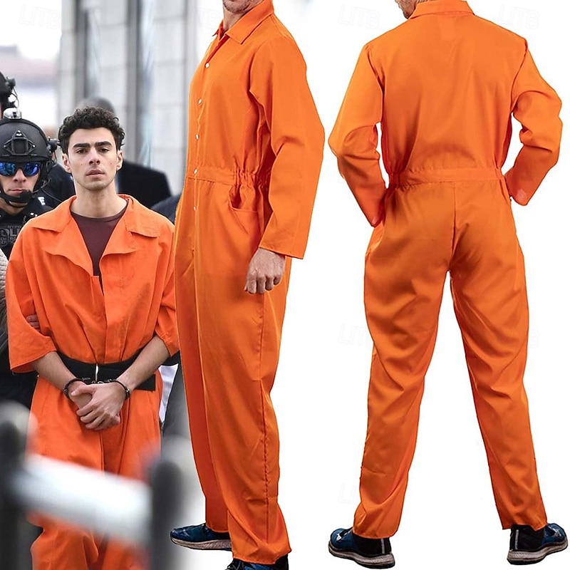 Orange Prisoner Jumpsuit Super Heroes Carnival Costume Jumpsuit Adults' Men's Women's Movie TV Theme Costumes Party Halloween Carnival Easy Carnival Costume