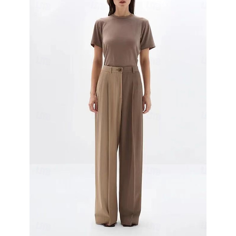 Women's Fashion Streetwear Daily Blazer Blazer Suits Dress Pants Long Sleeve Crew Neck Color Block Drawstring Casual Daily Brown Spring &  Fall Regular Fit3