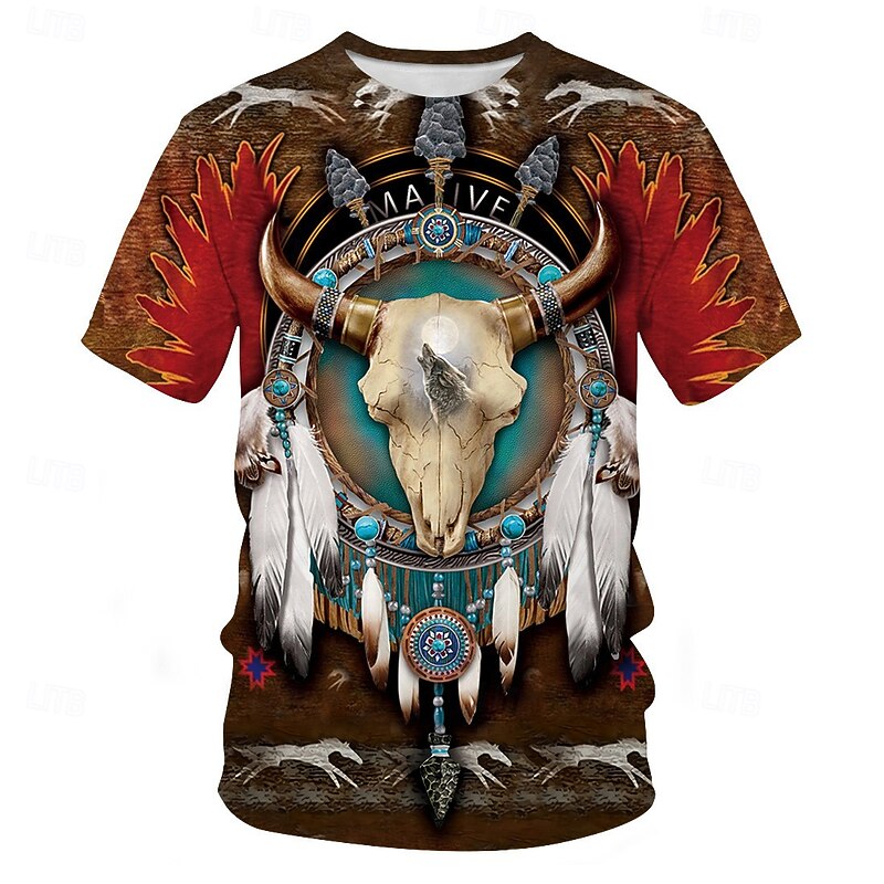 American Indian Native American T-shirt Anime 3D Retro 3D Mixed Color For Men's Unisex Adults' Carnival 3D Print