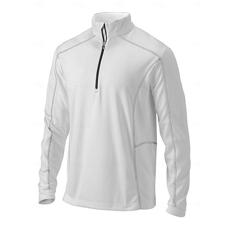 Men's Golf Polo Shirt White Long Sleeve Top Golf Attire Clothes Outfits Wear Apparel