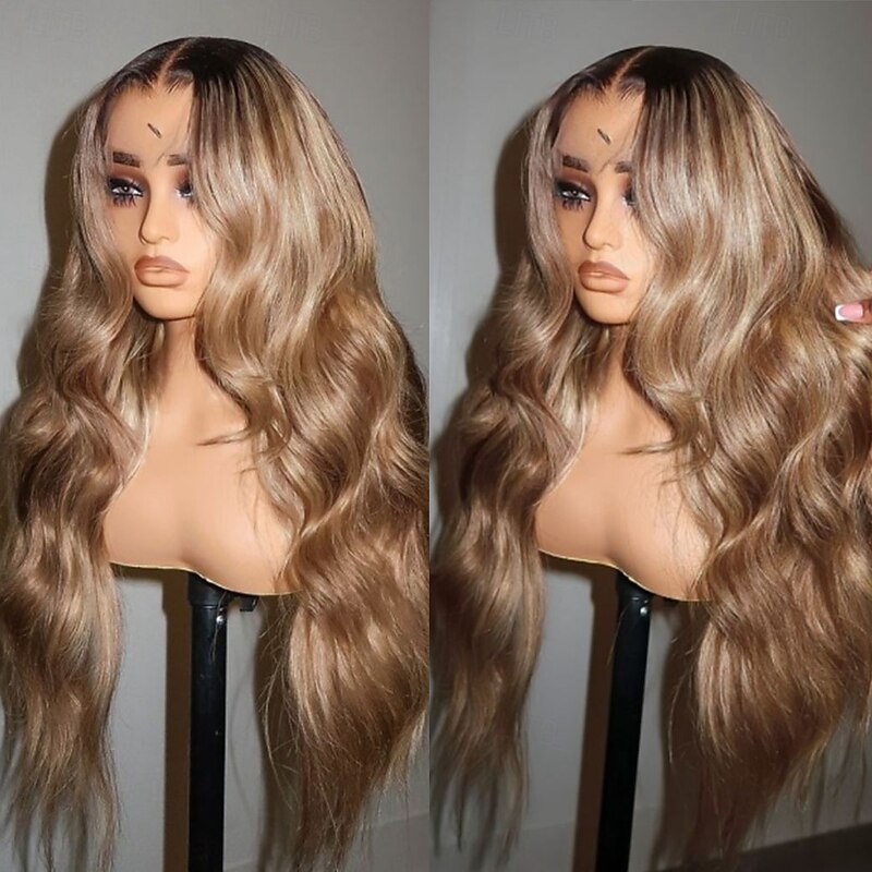 Unprocessed Virgin Hair 5x5 Closure 13x4 Lace Front Wig Middle Part Brazilian Hair Wavy Multi-color Wig 130% 150% Density Ombre Hair Highlighted / Balayage Hair Natural Hairline Glueless Pre-Plucked4