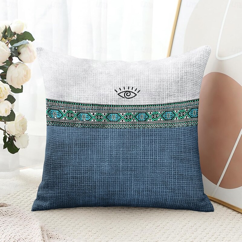 Vintage Ethnic Decorative Toss Pillows Cover 1PC Soft Square Cushion Case Pillowcase for Bedroom Livingroom Sofa Couch Chair Brown Blue3