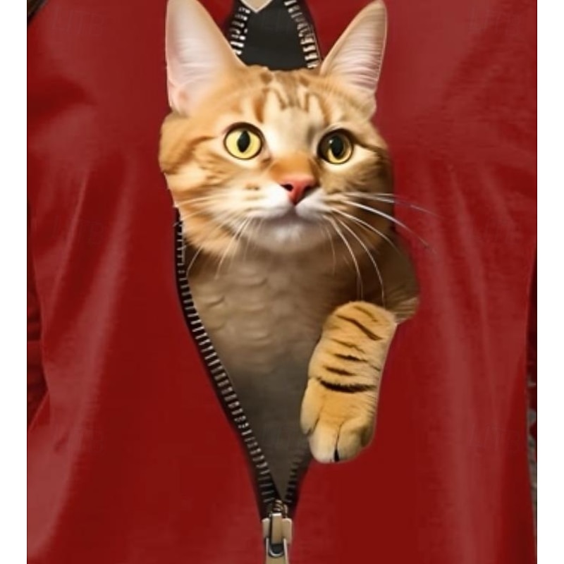 Women's T shirt Crew Neck Long Sleeve Tunic Cat Modern Casual  Regular Tops Daily Weekend Print White Yellow Red Blue Dusty Blue Fall Winter3