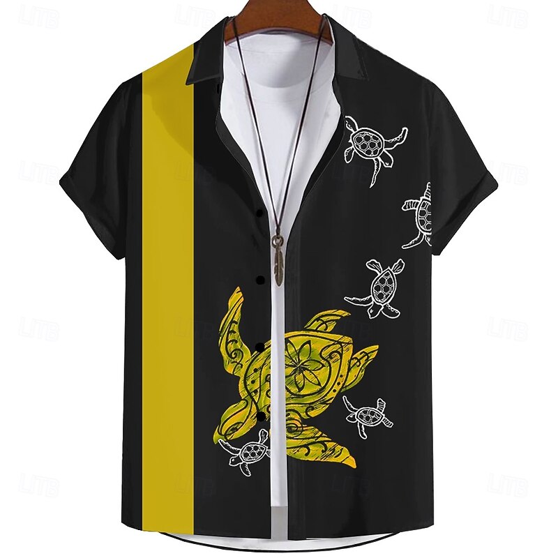 Men's Turtle Casual Shirt Summer Hawaiian Shirt Aloha Shirt Short Sleeve Hawaiian Resort Vacation Causal Casual Summer Spring Turndown Button Up Yellow Blue Green Gray4