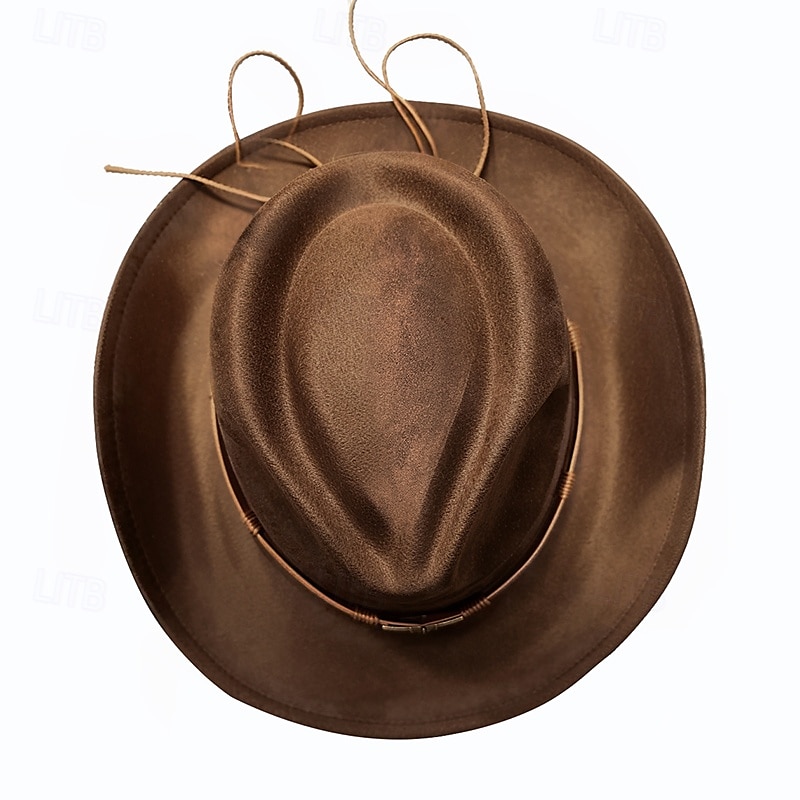 Men's Sun Hat Cowboy Hat Fedora Trilby Hat Black Camel Woolen Vintage Style Fashion 18th Century State of Texas Daily Theme Party Solid / Plain Color Sunscreen Cosplay3