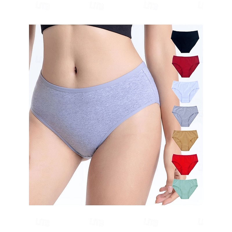 Women's Panties Bra Basic Panties Elastic WaistNightwearPolyester Solid Colored Casual Daily White Light Brown Gray Summer