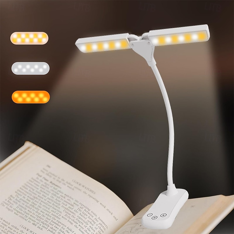 Book Lights 14 LEDs for Reading in Bed Touch Control Reading Light with 3 Colors & 8 Brightness Reading Lights for Books in Bed Portable & Adjustable Rechargeable Reading Lamp2