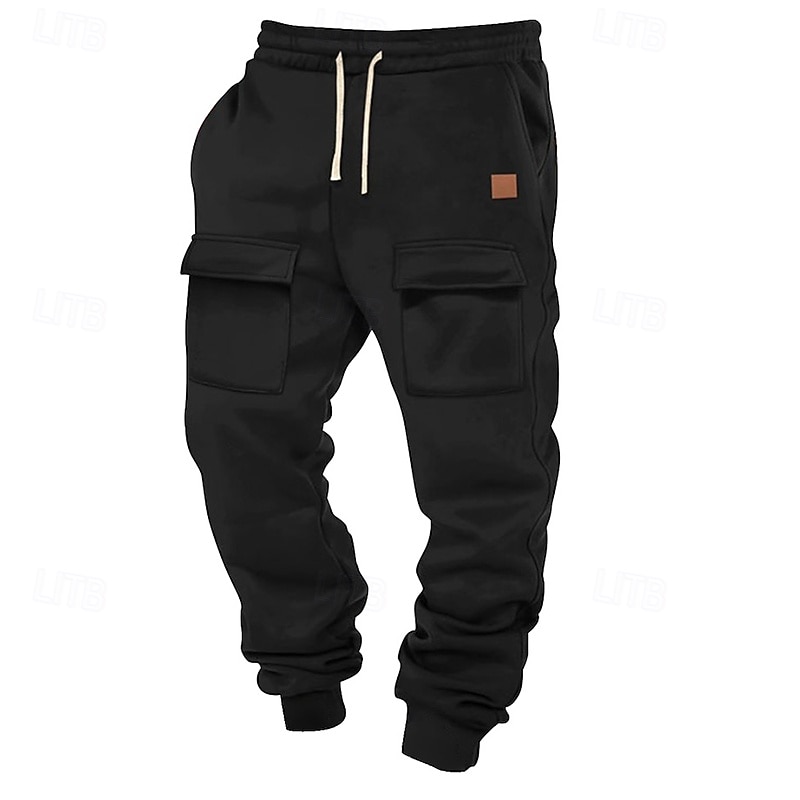 Men's Athletic Pants Joggers Trousers Cargo Sweatpants Pocket Drawstring Elastic Waist Plain Comfort Sports Outdoor Daily Fashion Casual Black Army Green Micro-elastic3