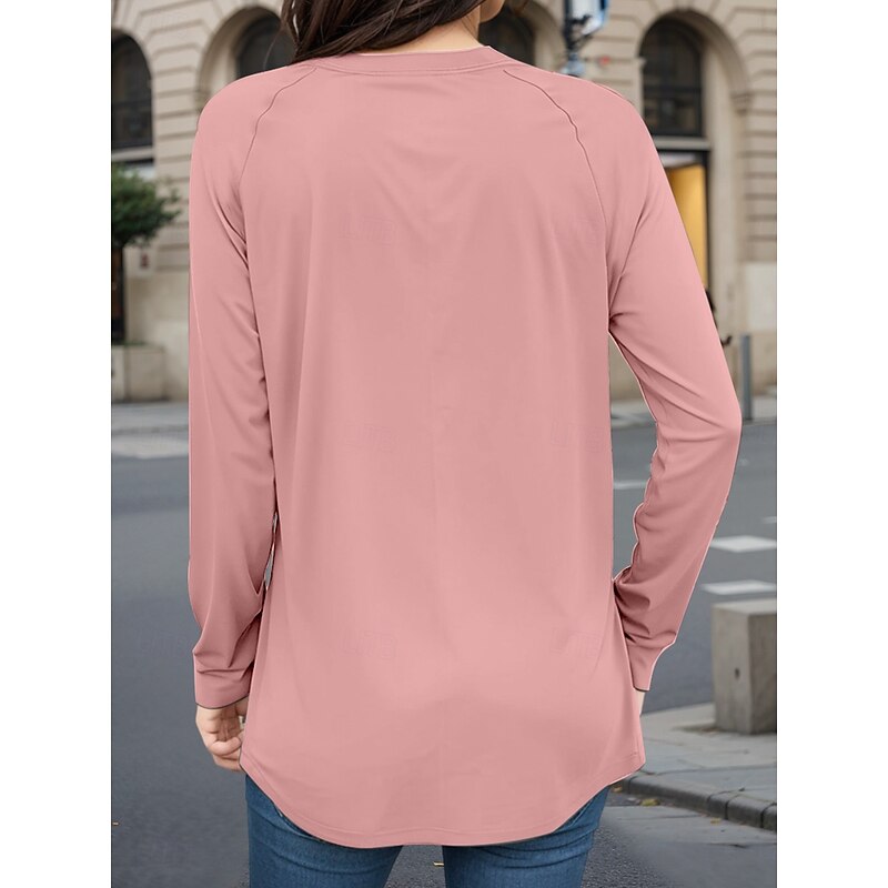 Valentine Women's Funny T Shirt Casual Floral Dog Long Tops Long Sleeve Crew Neck Print Regular Fit Daily Pink Fall Winter2