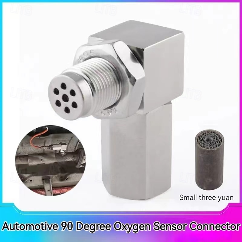 M18*1.5 Exhaust Catalyst Rear Oxygen Sensor Spacer 90 Degree Mini Catalyst Lambda O2 Adapter CEL Fix4