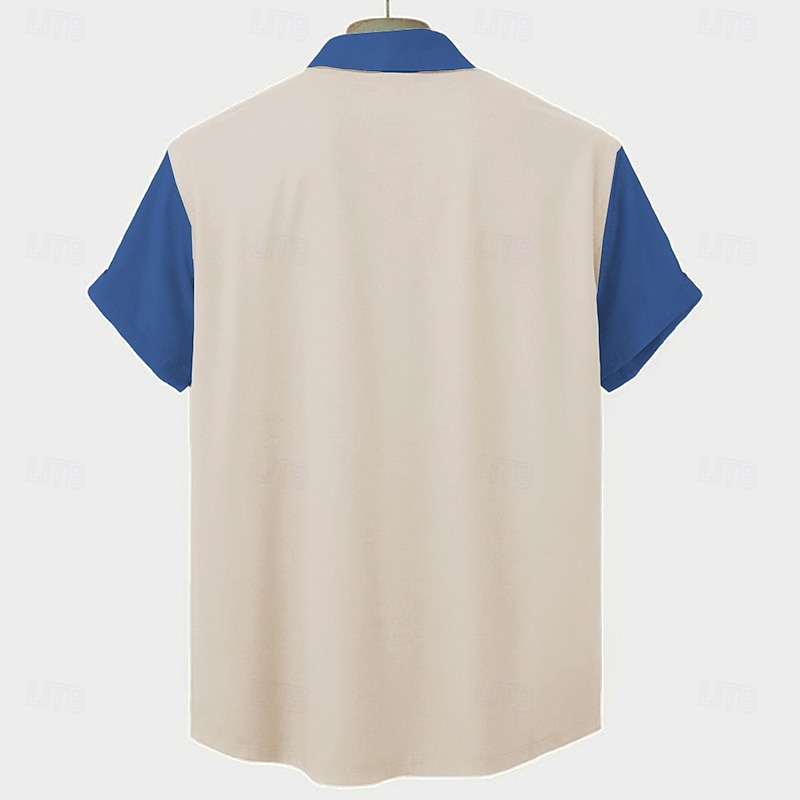 Men's Fish Casual Shirt Button Up Shirt Short Sleeve Fashion Casual Casual Summer Spring Turndown Button Up Blue Orange2