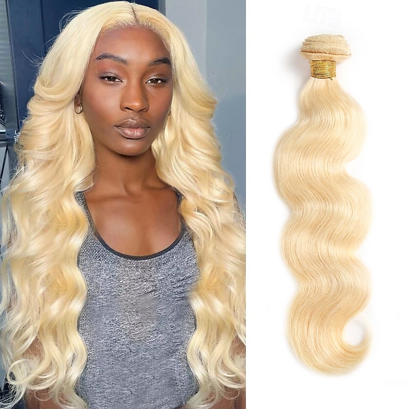 Human Hair Blonde 613# Body Wave 1 Bundles Of 10-30 Inch hair Extensions