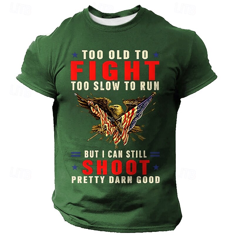 Veterans Day Men's Patriot Patriotic Veteran American US Flag Eagle T Shirt Short Sleeve T shirt 3D Print Crew Neck Shirt Daily Military Street Daily Black Red Blue Summer Spring Clothing Apparel S2