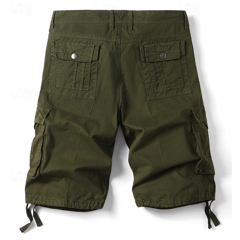 Men's Cargo Shorts Hiking Shorts Military Summer Outdoor 10" Ripstop Quick Dry Front Zipper Multi Pockets Shorts Bottoms Knee Length Black Army Green Cotton Hunting Fishing Climbing XS S M L XL3