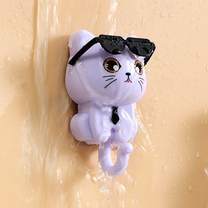Cartoon Stretchable Cat Wall Hook, Creative Strong Adhesive Hooks, No-Drill Wall Mounted Organizer for Entryway4