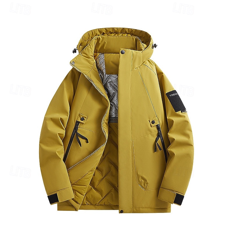 Men's Softshell Jacket Hiking Jacket Winter Outdoor Thermal Warm Windproof Water Resistant Winter Jacket Lightweight Jacket Windbreaker Jacket Traveling Black Ivory Yellow Dark Blue