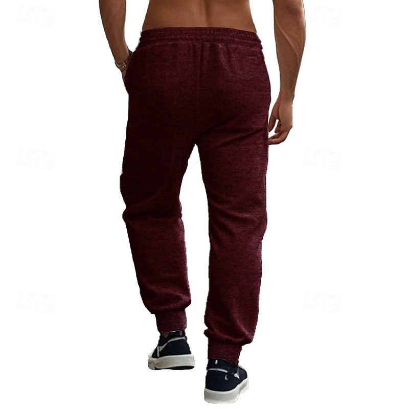 Men's Athletic Pants Sweatpants Joggers Trousers Pocket Drawstring Elastic Waist Plain Comfort Sports Outdoor Daily Fashion Casual ArmyGreen Wine Micro-elastic4