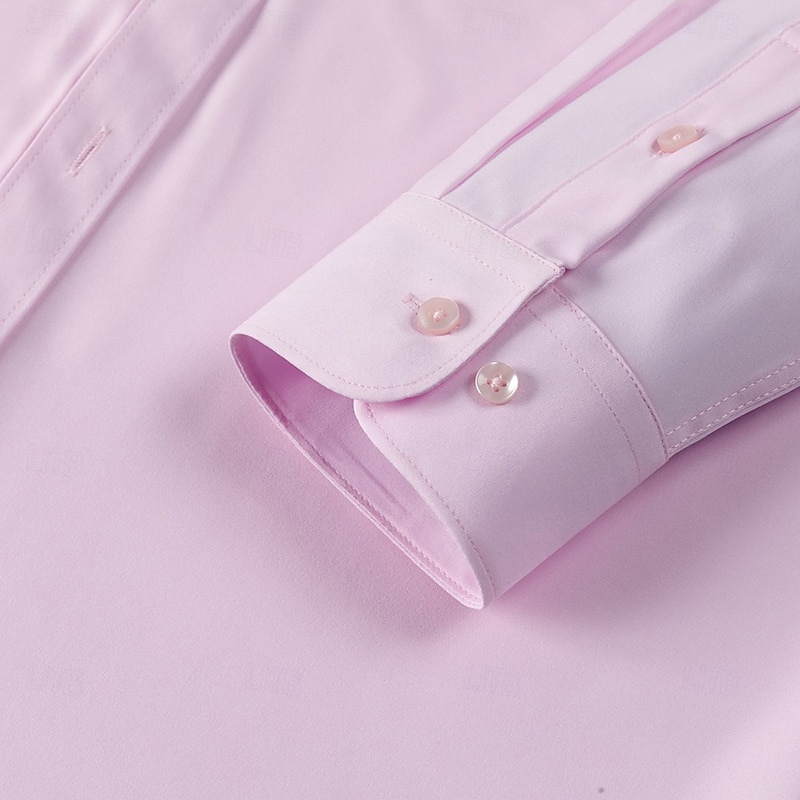 Men's Dress Shirt Button Down Shirt Non Iron Shirt Collared Shirt Plain Wedding Work Light Blue Black White Yellow Long Sleeve Collar All Seasons Clothing Apparel3