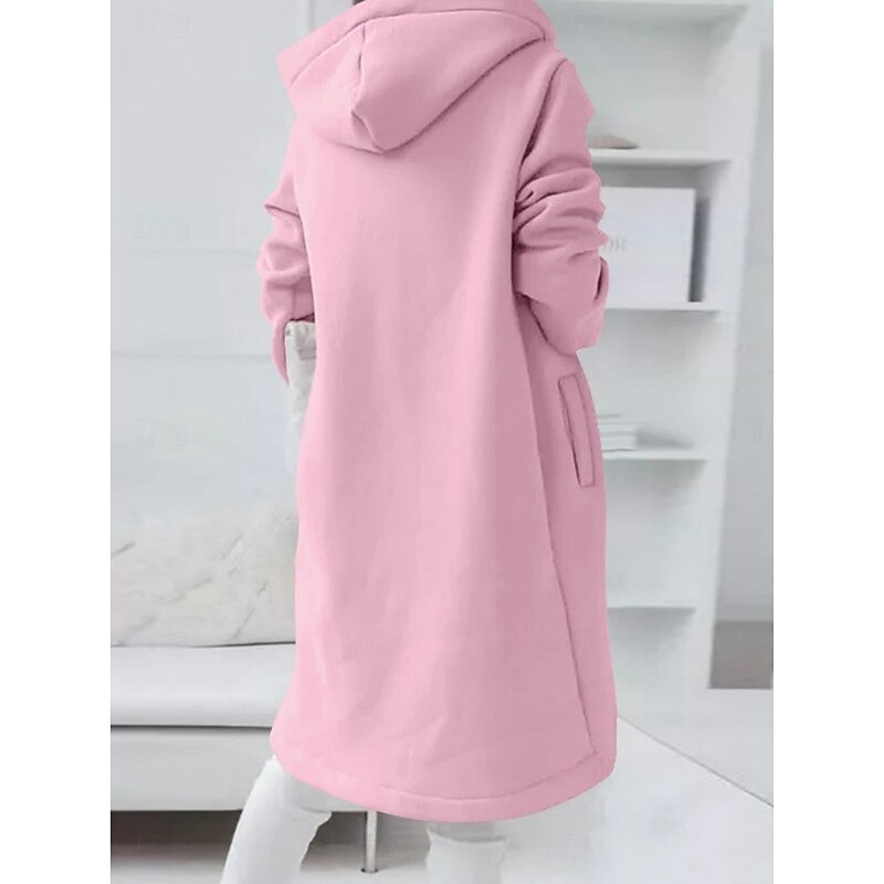 Women's Winter Coat Winter Jacket Hoodie Jacket Outdoor Street Daily Fall Winter Regular Coat Regular Fit Warm Breathable Comtemporary Stylish Jacket Long Sleeve Solid Color with Pockets Full Zip2