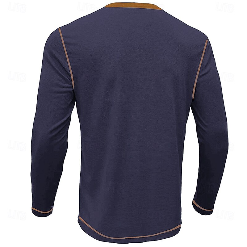 Men's Graphic Letter I FIX STUFF Henley Shirt Tee Long Sleeve Vintage Fashion Designer Outdoor Casual Daily Spring &  Fall Army Green Dark Gray Navy Blue Dark Blue Henley Henley T-Shirt2