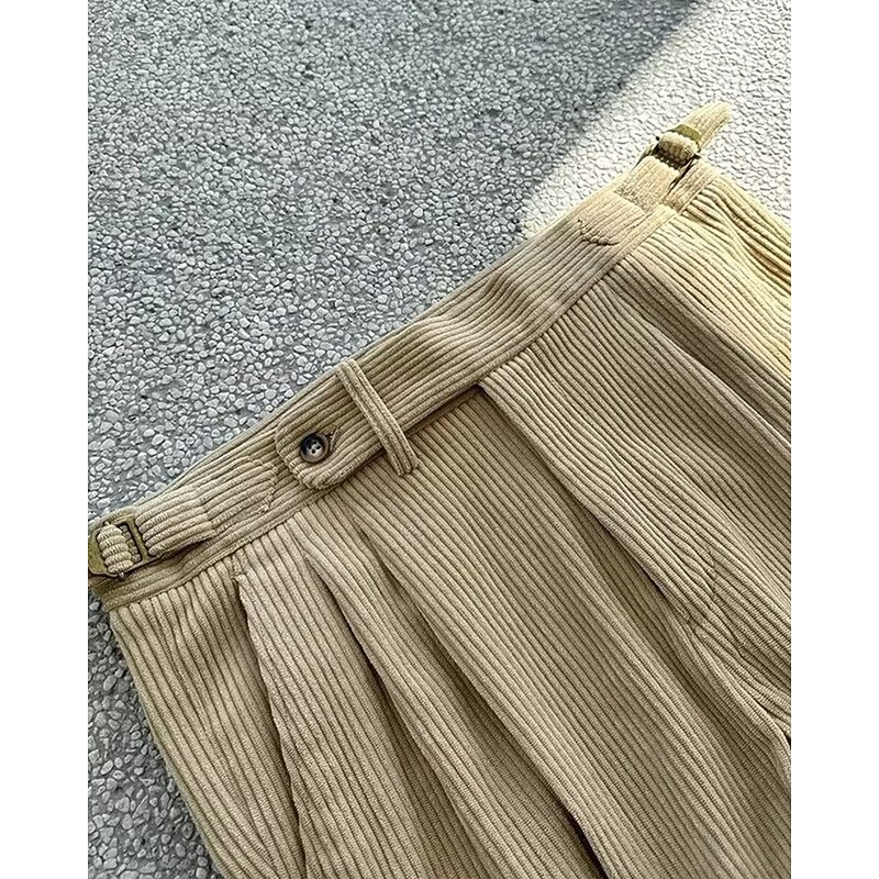 Men's Graduation Dress Pants Corduroy Pants Naples Trousers Trousers Buttons Pocket Solid Colored Comfort Formal Party Work Fashion Classic Style Black Green Micro-elastic2