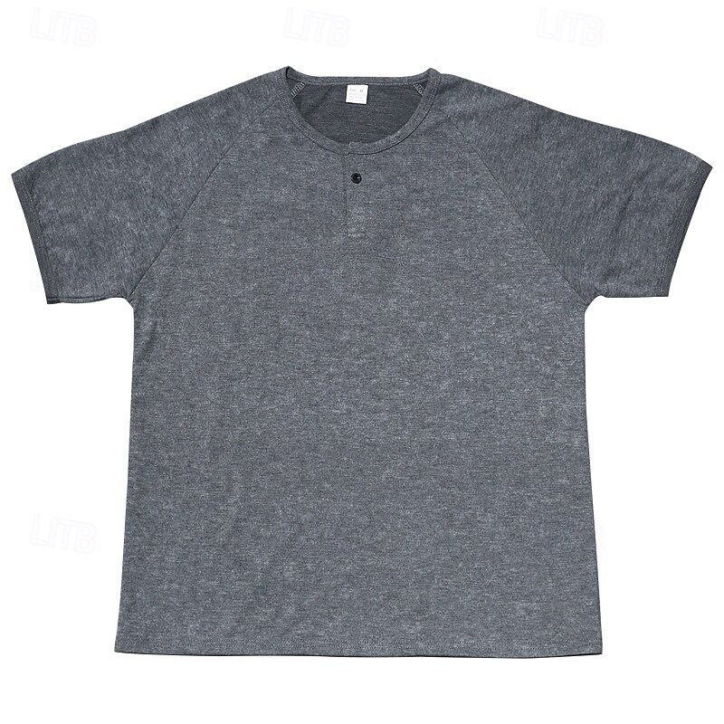 Men's Henley Shirt Tee Short Sleeve Solid Color Plain Distressed Buttons Washed Henley Outdoor Casual Daily Summer Spring &  Fall Black Gray Navy Blue Henley T-Shirt2