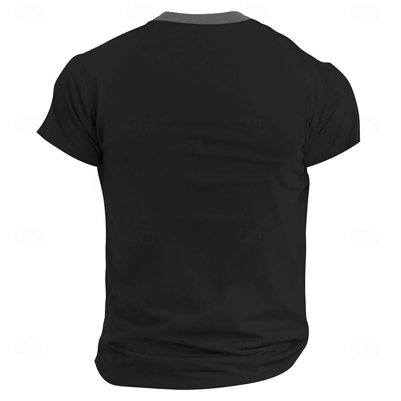 Men's Text Funny T Shirt Henley Shirt Short Sleeve Designer Retro Vintage Street Casual Daily Summer Spring Army Green Navy Black Henley Henley T-Shirt2