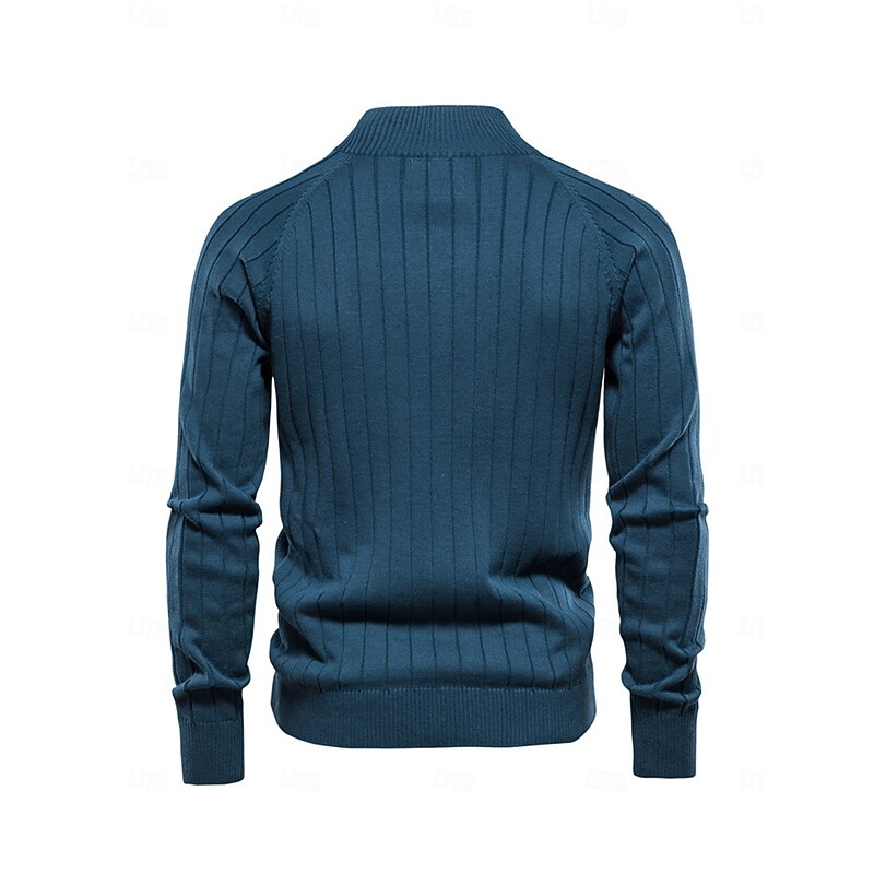 Men's Cardigan Sweater Navy Blue Dark Green khaki Long Sleeve Top Golf Attire Clothes Outfits Wear Apparel4