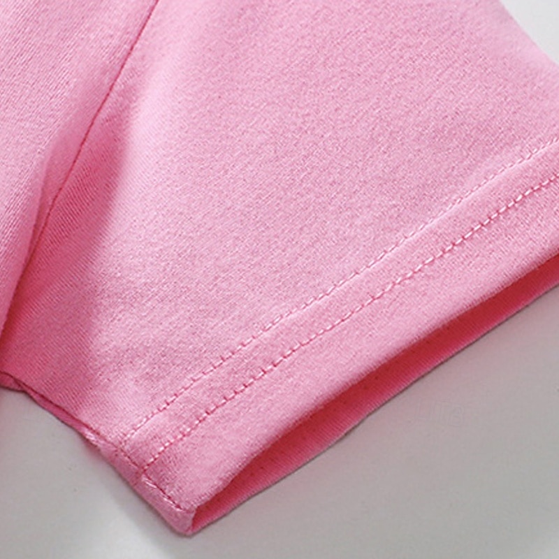 Multi Packs 3pcs Girls' Crew Neck Short Sleeves Rose Red+Blue+Pink T Shirt Tee Top Print Graphic Vacation Daily Wear 100% Cotton Spring & Summer4