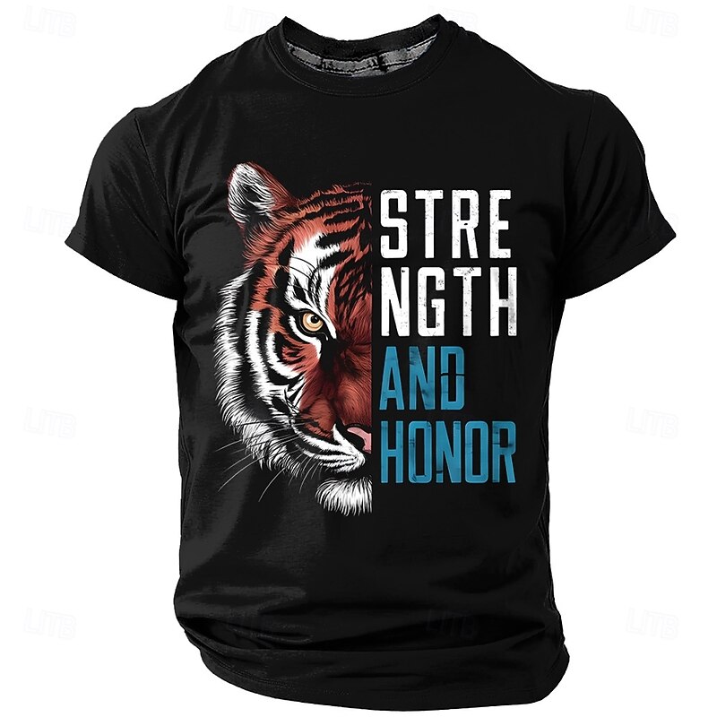 Men's Tiger Funny T Shirt Short Sleeve T shirt 3D Print Crew Neck Shirt Fashion Daily Street Daily Black Blue Summer Spring Clothing Apparel S M L XL XXL XXXL