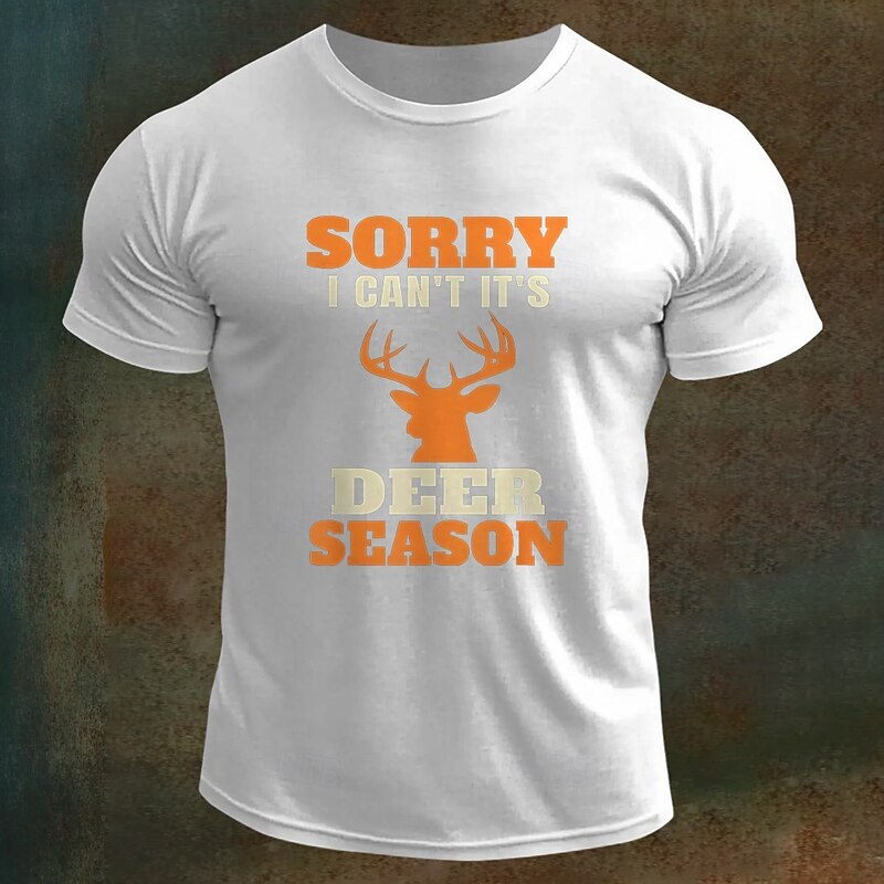 Men's Funny Hunting Deer T Shirt Tee Top 100% Cotton Short Sleeve Graphic Shirt Black White Army Green Comfortable Tee Vacation Street Fashion Designer Clothing3