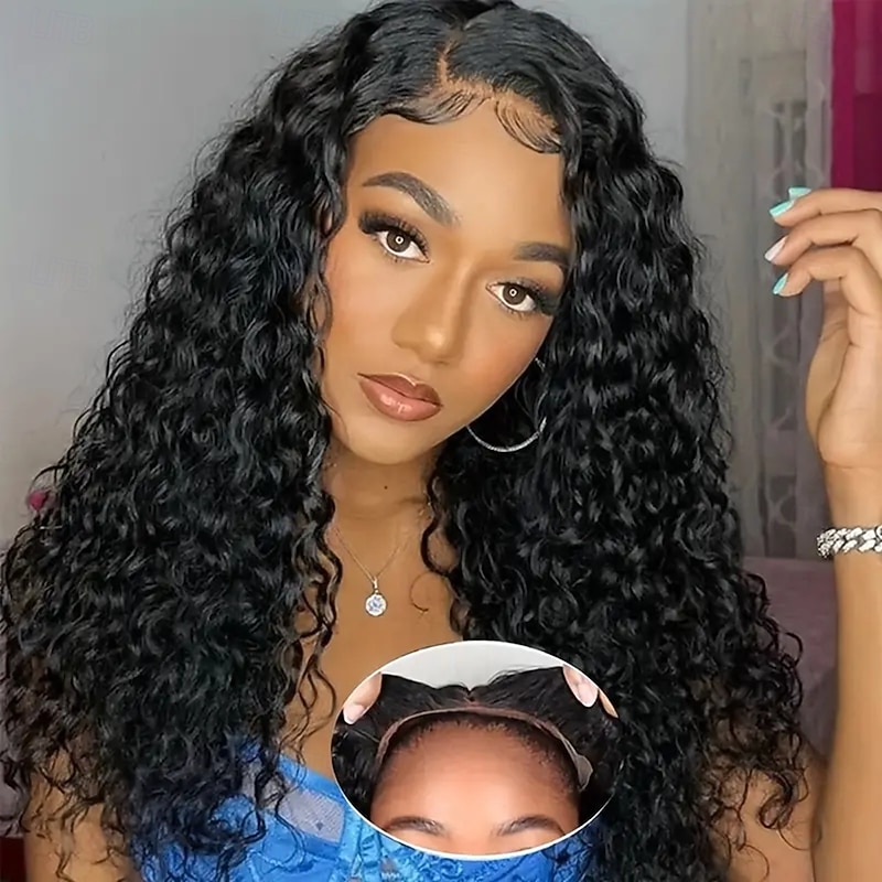 Human Hair Wig 13*4 Cut Lace Wig Bleached Knot Water Wave Lace Wig Human Hair 180% Density