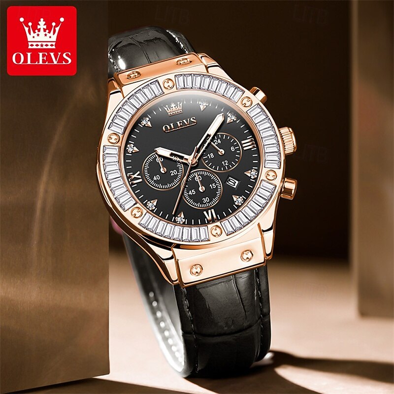 New Olevs Olevs Brand Fashion Belt Women'S Quartz Watches Chronographs Calendar 24 Hours Luminous Simple Leisure Sports Watches Diamonds Waterproof Sports Women'S Wristwatches