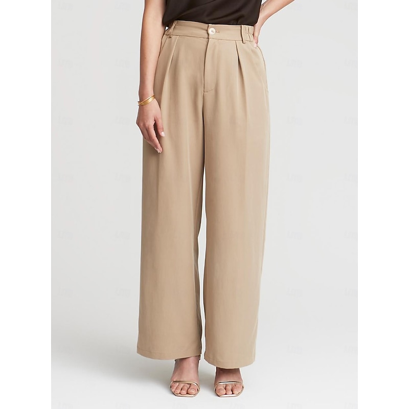 High Rise Elastic Waist Straight Pants