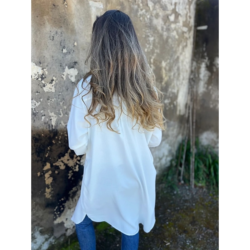 Women's Casual Jacket Warm Breathable Buttons Casual Plain Vacation Street Daily Wear Going out Single Breasted Long Lapel Regular Fit Long Sleeve Outerwear Black White Khaki Spring Fall2