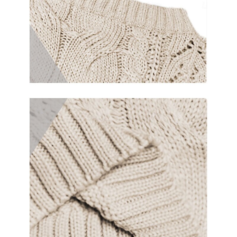 Women's Sweater Casual Soft Pure Color Ribbed Crew Neck Knitted Hole Long Sleeve Regular Tops Knit Outdoor Daily Weekend Pink Khaki Fall Winter3