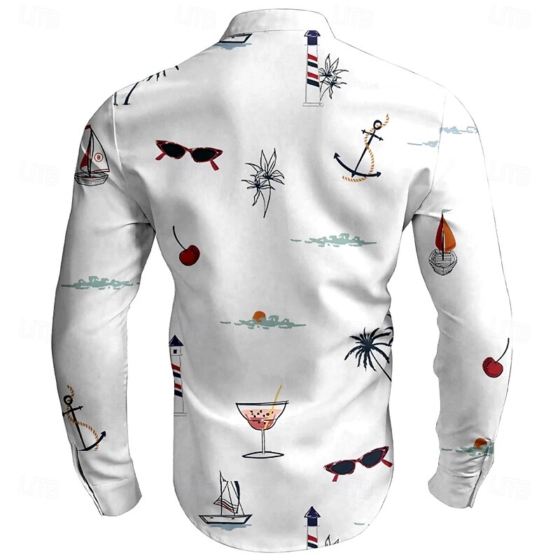Men's Coconut Palm Casual Shirt Summer Hawaiian Shirt Aloha Shirt Short Sleeve Hawaiian Resort Vacation Casual Summer Spring Standing Collar Button Up White Yellow Blue2