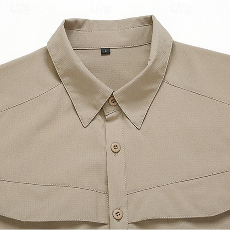 Men's Hiking Jacket Hiking Shirt Outdoor Comfortable Windbreaker Jacket Traveling Black Army Green Khaki4