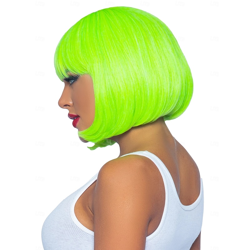 Women's 12 Inch Neon Short Bob Wig for Carnival Costume Party Fancy Dress Event3