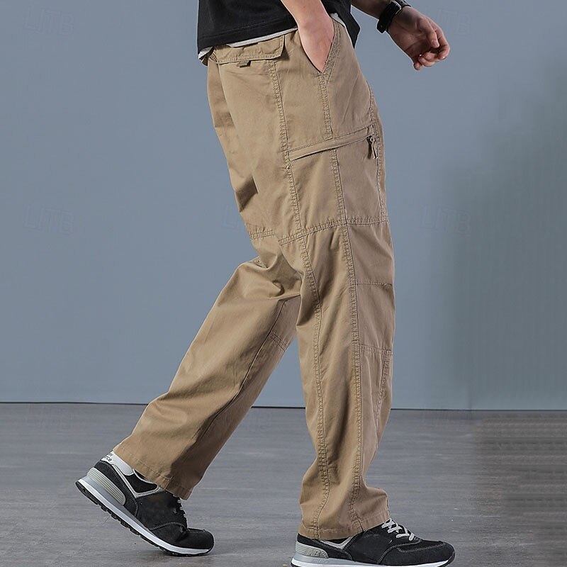 Men's Cargo Pants Trousers Elastic Waist Multi Pocket Plain Wearable Outdoor Daily Camping & Hiking Fashion Classic Black Yellow2