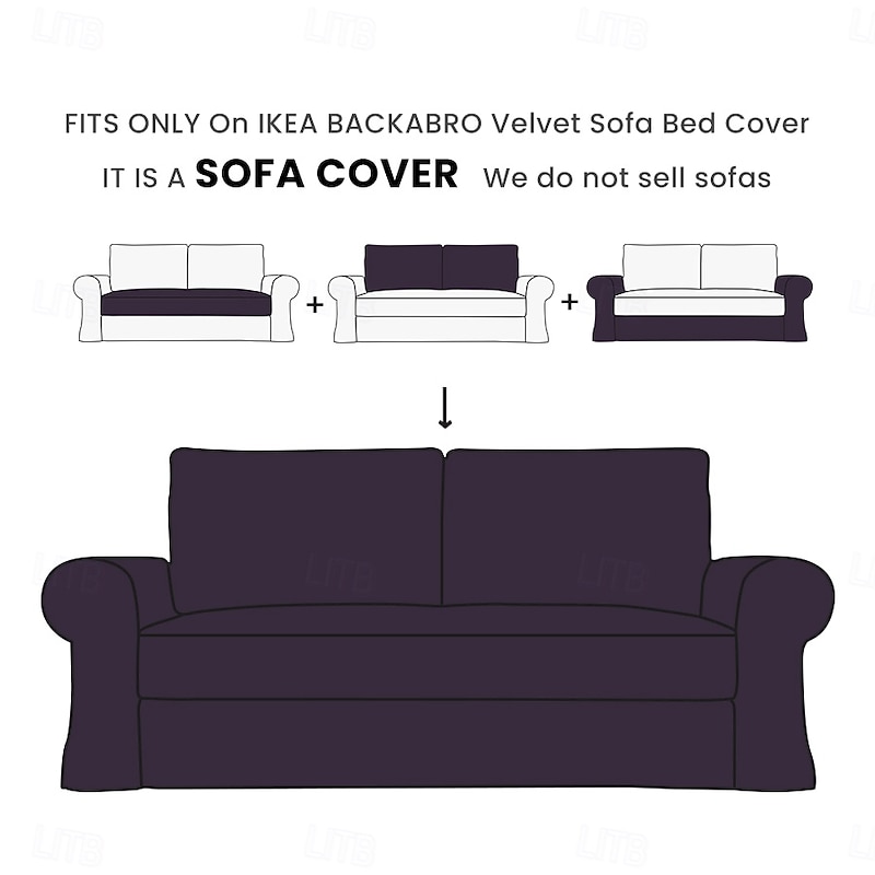 Velvet Sofa Bed Cover Solid Color Quilted Velvet Slipcovers  BACKcover LITB PRIME cover2
