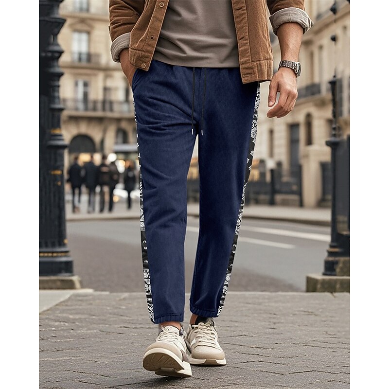 Men's Athletic Pants Sweatpants Joggers Trousers Pocket Elastic Waist Drawstring Color Block Comfort Sports Outdoor Daily Fashion Casual Black Navy Blue Micro-elastic2